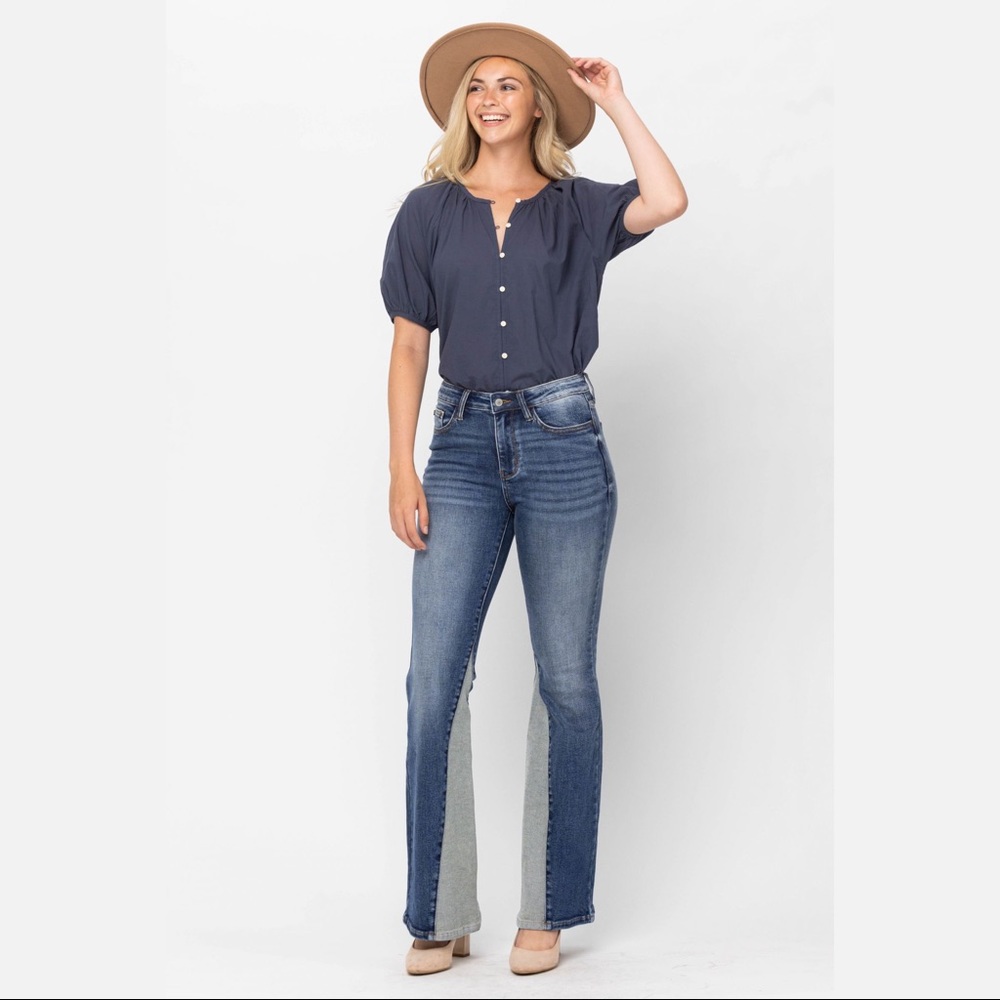 judy blue inseam panel flare jeans JB88524REG MD